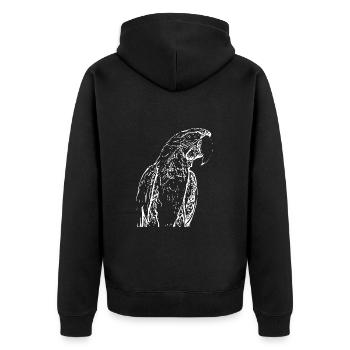 Parrots Bird White - Unisex Premium Organic Zip Hoodie - black - Back - Nico (187cm)