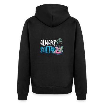 Always Salty black - Unisex Premium Bio Zip Hoodie - Schwarz - Hinten - Nico (187cm)