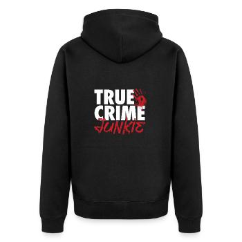 True Crime Lover - Podcasts - Unisex Premium Bio Zip Hoodie - Schwarz - Hinten - Nico (187cm)
