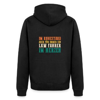 LKW Fahrer Fernfahrer Rentner Ruhestand Rente Truc - Unisex Premium Bio Zip Hoodie - Schwarz - Hinten - Nico (187cm)