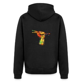 Rock n Roll - Drums - Unisex Premium Bio Zip Hoodie - Schwarz - Hinten - Nico (187cm)