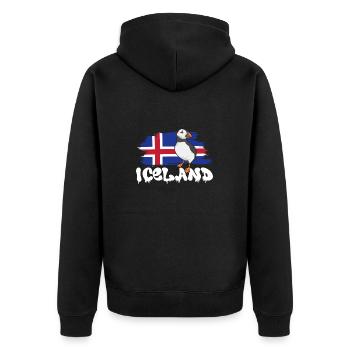 puffin, puffin, auks, lunde - Unisex Premium Organic Zip Hoodie - black - Back - Nico (187cm)