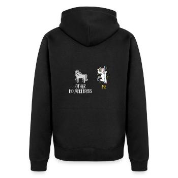 Domestic help, cleaner, housekeeper - Unisex Premium Organic Zip Hoodie - black - Back - Nico (187cm)