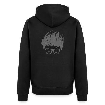 Frisur Haargel Brille Haare Cool Style Blick - Unisex Premium Bio Zip Hoodie - Schwarz - Hinten - Nico (187cm)