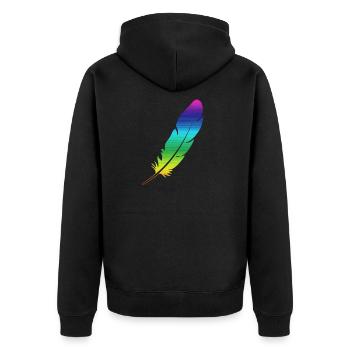Regenbogen Feder Vogel Flügel Bunt Farben - Unisex Premium Bio Zip Hoodie - Schwarz - Hinten - Nico (187cm)
