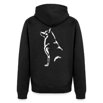 Alaskan Malamute Silhouette Dogs Dog Wilsigns - Unisex Premium Organic Zip Hoodie - black - Back - Nico (187cm)