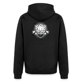 Contact Fight Vintage - Unisex Premium Bio Zip Hoodie - Schwarz - Hinten - Nico (187cm)