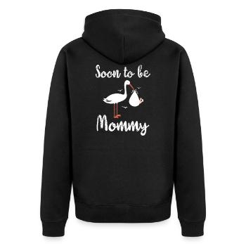Soon to be mommy - muttertag - Unisex Premium Bio Zip Hoodie - Schwarz - Hinten - Nico (187cm)