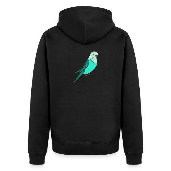 Budgie turquoise - Unisex Premium Organic Zip Hoodie - black - Back - Nico (187cm)