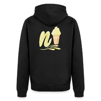 N'ice Softeis-Emoji with letter N vanilla - Unisex Premium Organic Zip Hoodie - black - Back - Nico (187cm)
