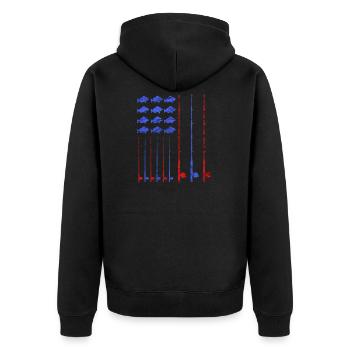fishing - Unisex Premium Organic Zip Hoodie - black - Back - Nico (187cm)