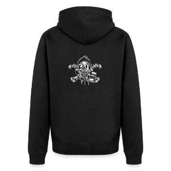 Cross Bones Gasmask - Unisex Premium Bio Zip Hoodie - Schwarz - Hinten - Nico (187cm)