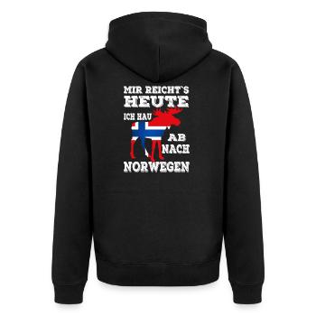 Mir reichts Norwegen - Unisex Premium Bio Zip Hoodie - Schwarz - Hinten - Nico (187cm)