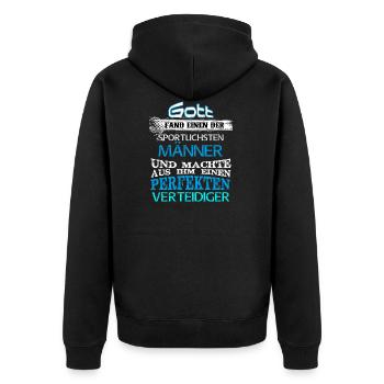 Geschenk Gott sportlich Männer Verteidiger - Unisex Premium Bio Zip Hoodie - Schwarz - Hinten - Nico (187cm)
