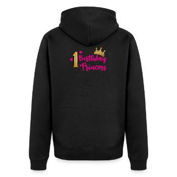 Anniversaire Princesse 1er anniversaire fille cadeau - Veste à capuche bio Premium Unisexe - noir - Dos - Nico (187cm)