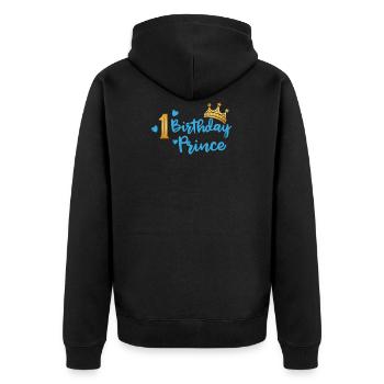 Birthday Prince 1st birthday boy boy gift - Unisex Premium Organic Zip Hoodie - black - Back - Nico (187cm)