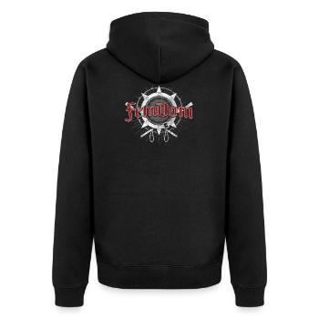 Erotisches Fetisch Erotik BDSM FemDom Geschenk - Unisex Premium Bio Zip Hoodie - Schwarz - Hinten - Nico (187cm)