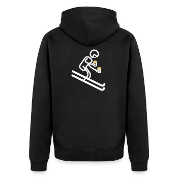 Apre Ski Tshirt Damen und Herren lustig Geschenk - Unisex Premium Bio Zip Hoodie - Schwarz - Hinten - Nico (187cm)