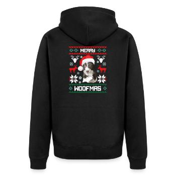 Joyeux Woofmas Border Collie laid chandail de Noël - Veste à capuche bio Premium Unisexe - noir - Dos - Nico (187cm)