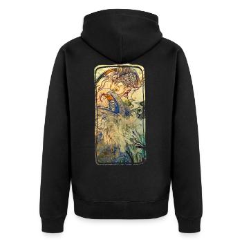 Raven - Unisex Premium Organic Zip Hoodie - black - Back - Nico (187cm)