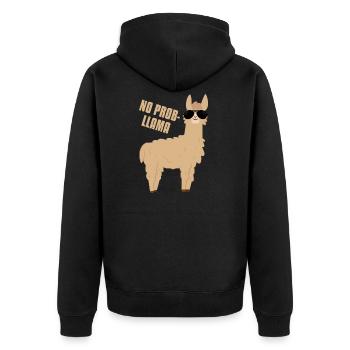 No Prob-llama Llama with sunglasses Funny Gifts - Unisex Premium Organic Zip Hoodie - black - Back - Nico (187cm)