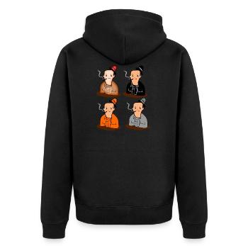 4 Kartenspieler. Geschenkidee - Unisex Premium Bio Zip Hoodie - Schwarz - Hinten - Nico (187cm)