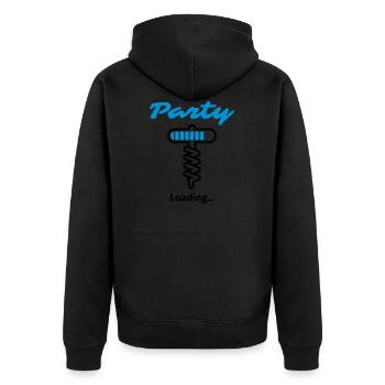 Party Loading... - Unisex Premium Bio Zip Hoodie - Schwarz - Hinten - Nico (187cm)