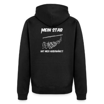 Mein Stab hat mich auserwählt Querflöte - Musiker - Unisex Premium Bio Zip Hoodie - Schwarz - Hinten - Nico (187cm)