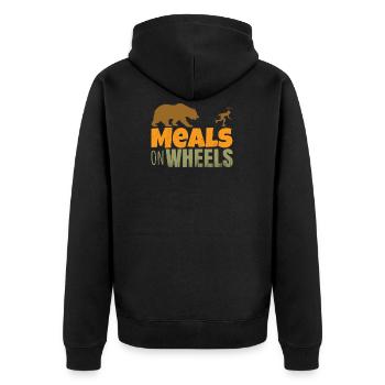 Inlineskates Meals ın Wheels! - Inlineskater Skate - Unisex Premium Bio Zip Hoodie - Schwarz - Hinten - Nico (187cm)