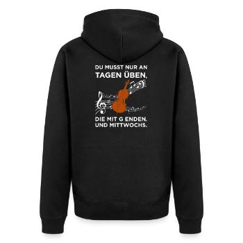Du musst nur an Tagen üben, - Cello Cellisten - Unisex Premium Bio Zip Hoodie - Schwarz - Hinten - Nico (187cm)