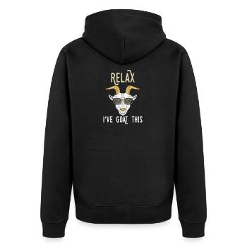 Pun Relax I've Goat This - Unisex Premium Organic Zip Hoodie - black - Back - Nico (187cm)
