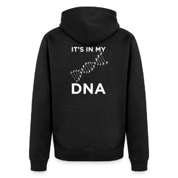 It s in my DNA - Skis Ski Skiing - Unisex Premium Bio Zip Hoodie - Schwarz - Hinten - Nico (187cm)