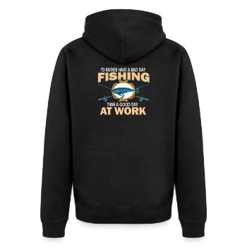 Fishing - Gift - Shirt - Unisex Premium Organic Zip Hoodie - black - Back - Nico (187cm)