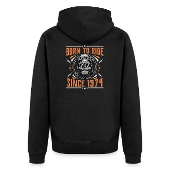 Born to ride since 1974 Biker Rocker anniversaire - Veste à capuche bio Premium Unisexe - noir - Dos - Nico (187cm)