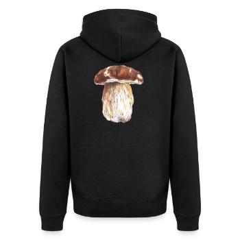 Steinpilz / Boletus /fungi - Unisex Premium Bio Zip Hoodie - Schwarz - Hinten - Nico (187cm)