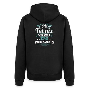 Tool Artisan DIY Store Do-it-yourselfer - Unisex Premium Organic Zip Hoodie - black - Back - Nico (187cm)