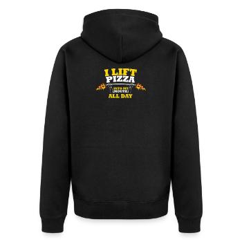 Je soulève la pizza toute la journée - Veste à capuche bio Premium Unisexe - noir - Dos - Nico (187cm)