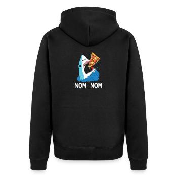 Pizza Shark Graphic - Unisex Premium Organic Zip Hoodie - black - Back - Nico (187cm)