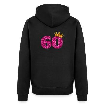Couronne de paillettes anniversaire 60 ans paillettes 1960 - Veste à capuche bio Premium Unisexe - noir - Dos - Nico (187cm)