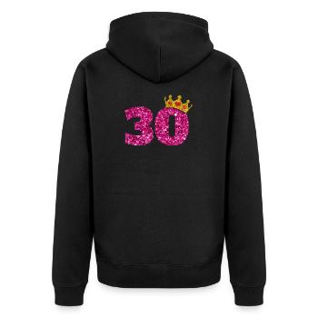 Glitter 1990 30 Jahre Geburtstag Pailletten Krone - Unisex Premium Bio Zip Hoodie - Schwarz - Hinten - Nico (187cm)