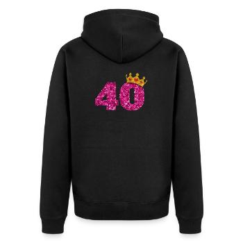 Couronne de paillettes d'anniversaire de 40 ans de paillettes des années 1980 - Veste à capuche bio Premium Unisexe - noir - Dos - Nico (187cm)