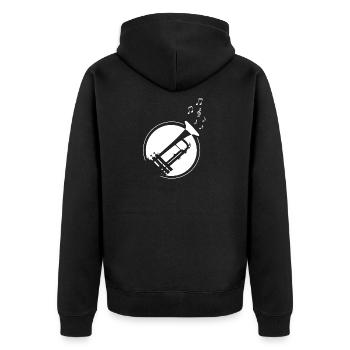 Ich liebe meine Trompete Geschenk Trompeter - Unisex Premium Bio Zip Hoodie - Schwarz - Hinten - Nico (187cm)