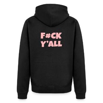 Fuck You All Censored Funny Shirt - Unisex Premium Organic Zip Hoodie - black - Back - Nico (187cm)