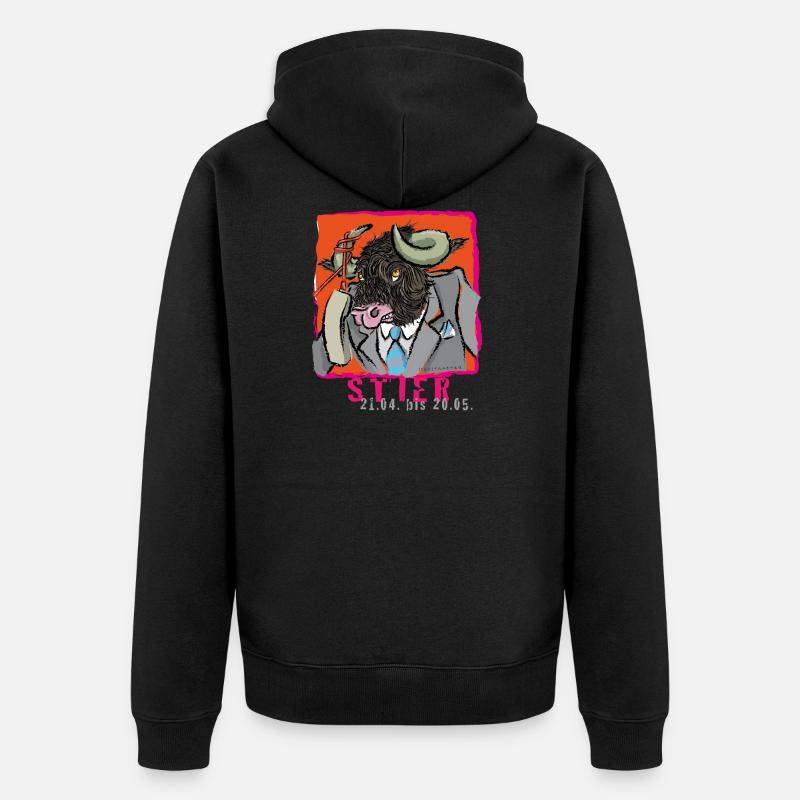 Sternzeichen-Stier - Unisex Premium Bio Zip Hoodie - Schwarz