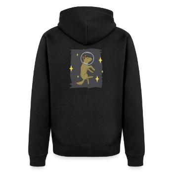 Hund - Astrodog - Geschenk - Unisex Premium Bio Zip Hoodie - Schwarz - Hinten - Nico (187cm)