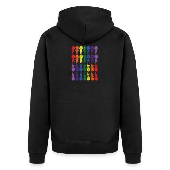 Rainbow CSD Diversity Tolerance Gift Gender - Unisex Premium Organic Zip Hoodie - black - Back - Nico (187cm)