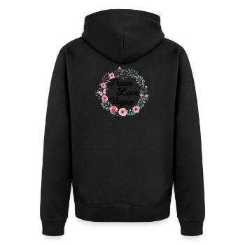 Paix Amour Vegan - Veste à capuche bio Premium Unisexe - noir - Dos - Nico (187cm)