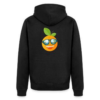 Lustige Orange Geschenkidee - Unisex Premium Bio Zip Hoodie - Schwarz - Hinten - Nico (187cm)