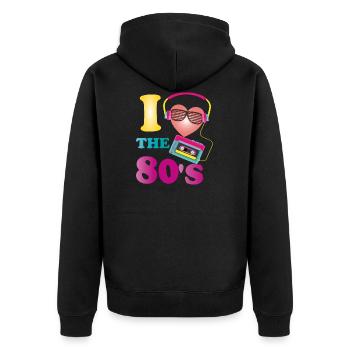 J'aime les années 80 des années 80 - Veste à capuche bio Premium Unisexe - noir - Dos - Nico (187cm)