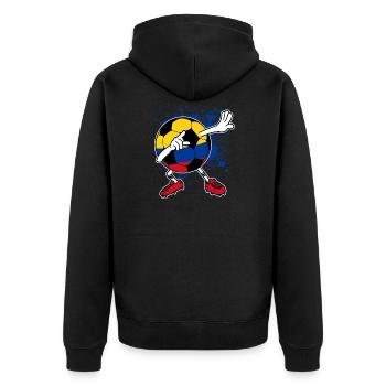 Kolumbien Fußball WM Trikot - Unisex Premium Bio Zip Hoodie - Schwarz - Hinten - Nico (187cm)
